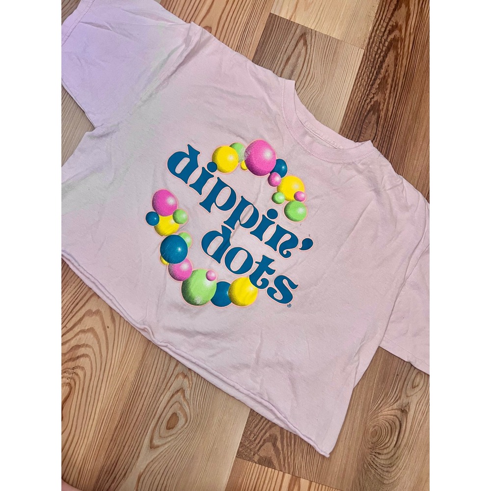 Dippin Dots Graphic Baby Pink Crop Top Womens XL Y2K Vintage Retro Nostalgic